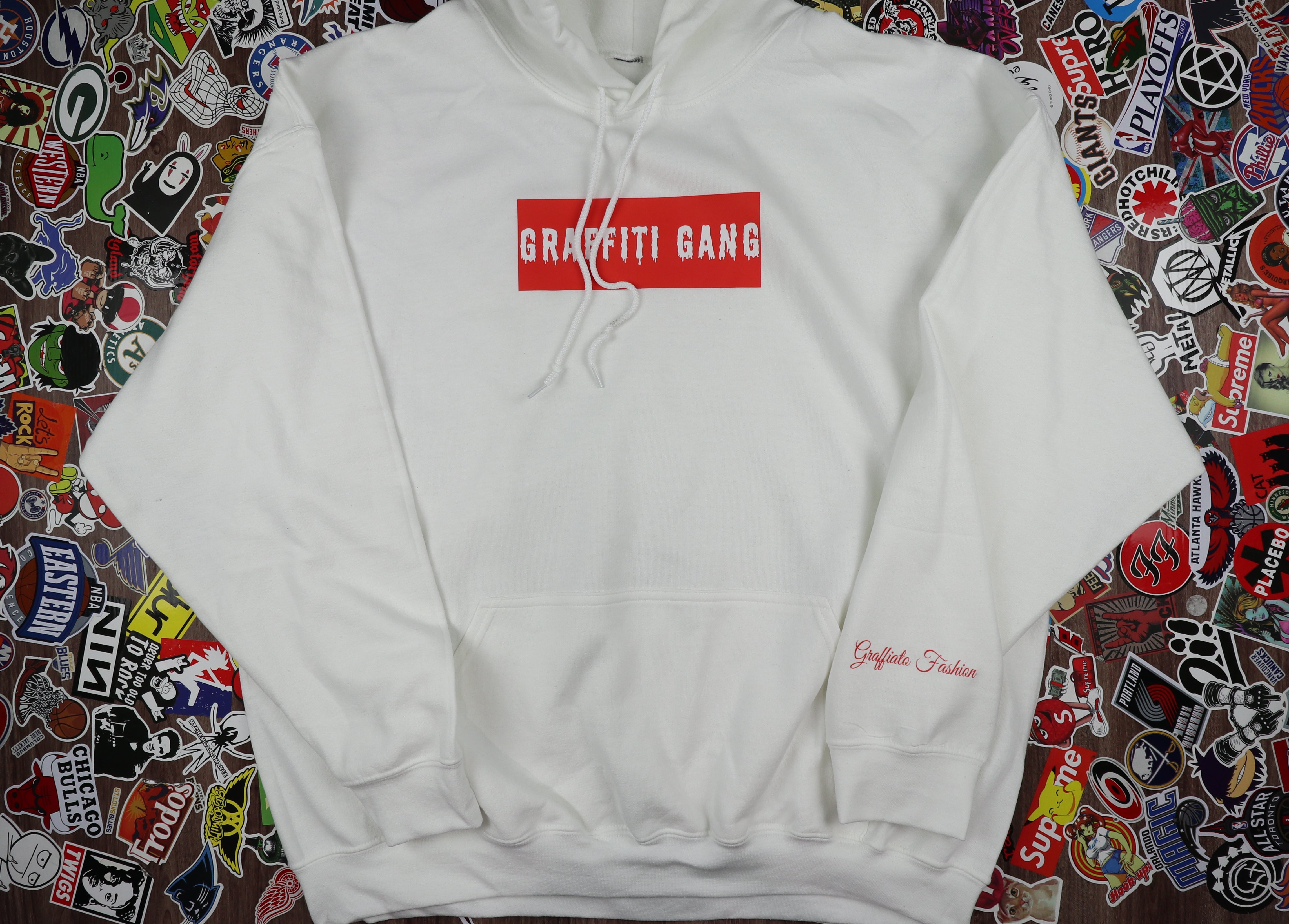 GRAFFITI GANG BOX LOGO WHITE, RED HOODIE – GRAFFIATO FASHION